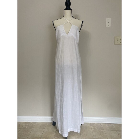 J Crew Cross Back Linen Cotton Beach Slip Maxi White Dress NWT Size S Small - Picture 7 of 7